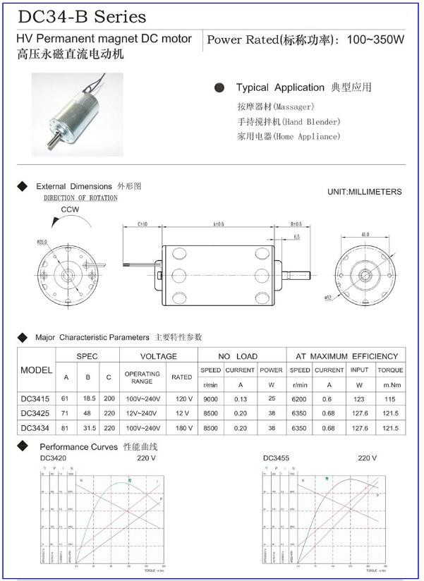 Brushed High Torque Electric Motor, 120V Waterproof Brushed Motor